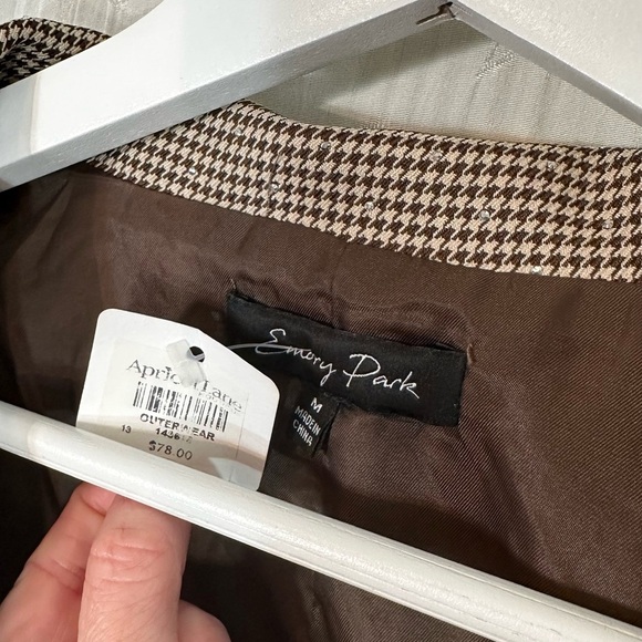 Emory Park Cropped Bedazzled Houndstooth Blazer Jacket NWT - Picture 5 of 7